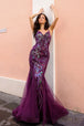 Vestido sirena sin mangas estampado lentejuelas de Nox Anabel C1416