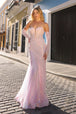 Vestido de sirena de manga larga sin tirantes de Nox Anabel D1263