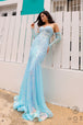 Vestido de sirena de manga larga sin tirantes de Nox Anabel D1263