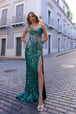 Vestido de lentejuelas con abertura en un hombro de Nox Anabel E1280