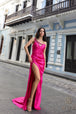Nox Anabel F1380 - Vestido de fiesta drapeado con abertura