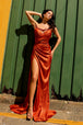 Nox Anabel F1380 - Vestido de fiesta drapeado con abertura