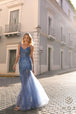 Vestido de novia sin mangas con pedrería de Nox Anabel F1467