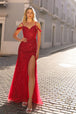 Vestido ajustado de lentejuelas con hombros al aire de Nox Anabel F1469