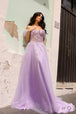 Vestido sin hombros con apliques de mariposas de Nox Anabel J1324