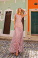 Vestido de plumas con estampado de purpurina de Nox Anabel L1255