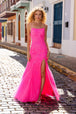 Vestido sin mangas de encaje y tul con aberturas de Nox Anabel P1401