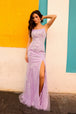 Vestido sin mangas de encaje y tul con aberturas de Nox Anabel P1401