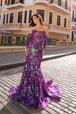 Vestido de sirena sin tirantes con estampado de lentejuelas de Nox Anabel R1268