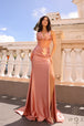 Vestido de novia corsé de satén ajustado Halter Sheer por Nox Anabel R1323