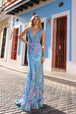 Vestido ajustado con estampado de lentejuelas y cuello en V de Nox Anabel R1402