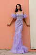 Vestido de sirena con volantes y mangas abullonadas de Nox Anabel Y1476