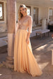 Vestido de novia de manga 3/4 con adornos de Nox Anabel MF101