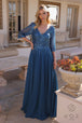 Vestido de novia con corpiño de lentejuelas y manga 3/4 de Nox Anabel MF100