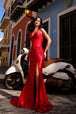 Vestido de novia corsé de satén ajustado Halter Sheer por Nox Anabel R1323