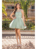 Vestido corto sin mangas con apliques florales Dancing Queen 2156