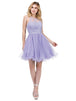 Vestido corto sin mangas con apliques florales Dancing Queen 2156