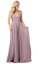Vestido Largo Cuello V Bordado Sin Mangas Dancing Queen 2571