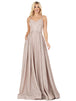 Vestido largo sin mangas con escote en V y cola de barrido Dancing Queen 2720
