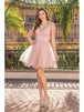 Vestido de Cóctel de Tul con Cuello en V y Apliques Dancing Queen 3316