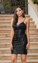 Vestido de cóctel de lentejuelas ajustado con escote corazón Dancing Queen 3317