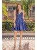 Vestido de Cóctel de Satén con Cuello en V Adornado Dancing Queen 3318