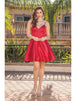 Vestido de Cóctel de Satén con Cuello en V Adornado Dancing Queen 3318
