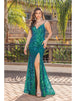 Vestido de noche con escote en V y lentejuelas Dancing Queen 4248