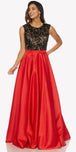 Vestido largo con corpiño de lentejuelas en línea A de Juliet 661