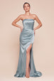 Ladivine 7451 - Vestido largo de satén sin tirantes