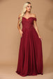 Vestido monocromo de encaje y gasa con hombros descubiertos y espalda encorsetada EVA 5239