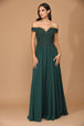 Vestido monocromo de encaje y gasa con hombros descubiertos y espalda encorsetada EVA 5239
