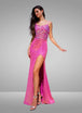 Vestido con abertura y sin mangas con lentejuelas de Amelia Couture 5065