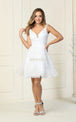 Vestido Corto Cuello en V Profundo Corte-A con Purpurina MQ1702