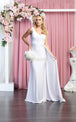 Vestido de noche drapeado con fajín MQ1834