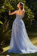Andrea & Leo A1294 - Vestido de noche sin tirantes con apliques florales