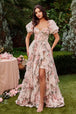 Andrea & Leo A1336 - Vestido de noche floral con mangas abullonadas