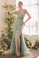 Andrea & Leo A1396 - Vestido de Prom de Tul con Apliques Florales y Escote en V