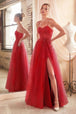 Ladivine C150 - Vestido de tul bordado sin mangas con abertura y corsé