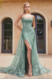 Ladivine CB129 - Vestido de fiesta estampado con purpurina sin tirantes