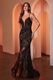 Vestido transparente de perlas con cuello en V y entallado de Ladivine CC0389
