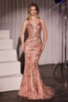 Vestido transparente de perlas con cuello en V y entallado de Ladivine CC0389