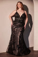 Vestido de talla grande con pedrería y escote en V de Ladivine CC0389C