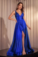 Ladivine CC2349 - Vestido de fiesta de raso con escote en V y purpurina