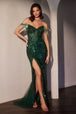 Vestido con flecos, abertura y sin hombros de Ladivine CC324