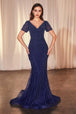 Ladivine CC4019 - Vestido de novia de manga corta con pedrería