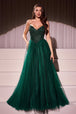 Vestido de tul sin tirantes con pedrería y corte de bola de Ladivine CC415