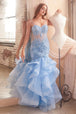 Ladivine CC8915 - Vestido de fiesta sirena sin mangas bordado