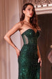 Ladivine CD0233 - Vestido de fiesta con paneles laterales de malla sin tirantes