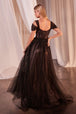Ladivine CD0237 - Vestido de fiesta con apliques de pedrería y hombros fríos